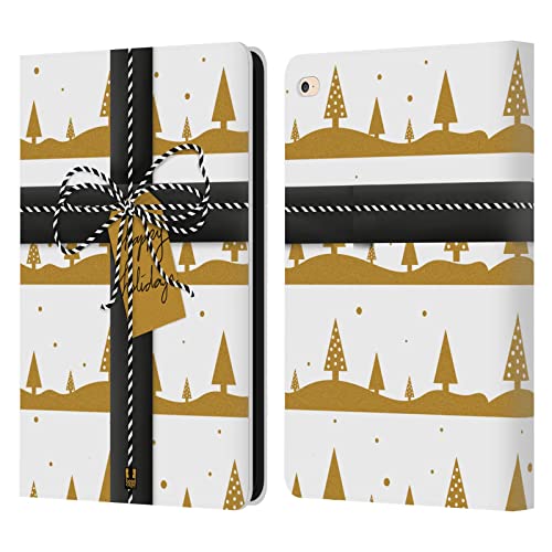 Head Case Designs Blanco Y Oro Carcasa de Cuero Tipo Libro Compatible con Apple iPad Air 2 (2014)