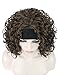 Kalyss Women's Short Curly Medium Brown Synthetic Hair Wig with Black Headband Wigs