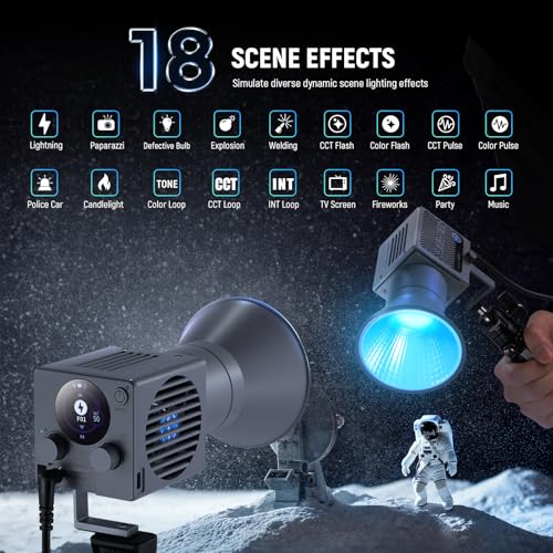 Image of NEEWER 60W Portable RGB LED Video Light Handheld Fill Light, APP /2.4G /Panel Control 18 Scenes 8700Lux /1m 2700-6500K CRI97+ Dimmable COB Continuous Output Lighting for Video Recording Streaming, HS60C