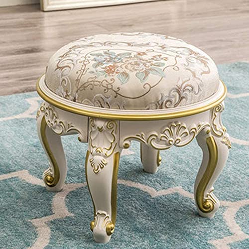 Tabouret de salon sculpté et repose-pieds brodé haut de gamme - 2