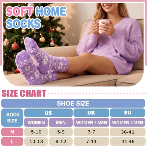 Image of Fuzzy Slipper Socks Thick Fluffy Warm Winter Cozy Plush Soft Sleep Home Socks for Women Men
