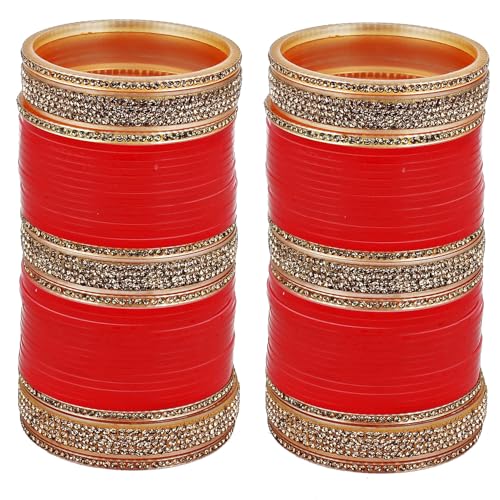 Image of Lucky Jewellery Bridal Bangle Set Dhanteras /Diwali /Bhai Dooj Collection Wedding Chuda Designer Chura Fashion Choora For Women (693-M1C1-741-R)