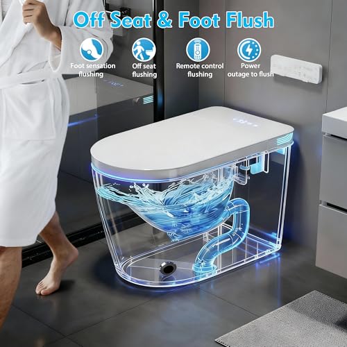 Image of TOTTE Smart Toilet with Bidet Built-in, Auto Open /Close Lid, Auto Power 1000g MaP Flush, 1.28 GPF, One Piece Elongated Toilet with Instant Warm Water & Warm Air Dryer, Built-in Aroma