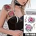 Produktbild adgkitb 3 Stück wasserdicht temporäre Tätowierung Aufkleber Rose Lotus Vogel Muster unter Brust Brustbein Schulter Kunst Fake Tattoo 12 20x14,8 cm