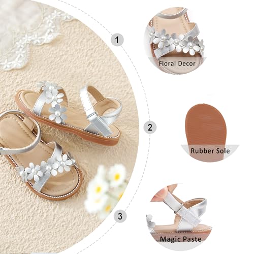 Image of Otter MOMO Girls Open Toe Princess Flat Sandals with Comfort Sole Summer Sandals