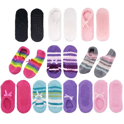 Image of BambooMN Women's Soft Fuzzy Cozy Footies Travel Home Non-Slip