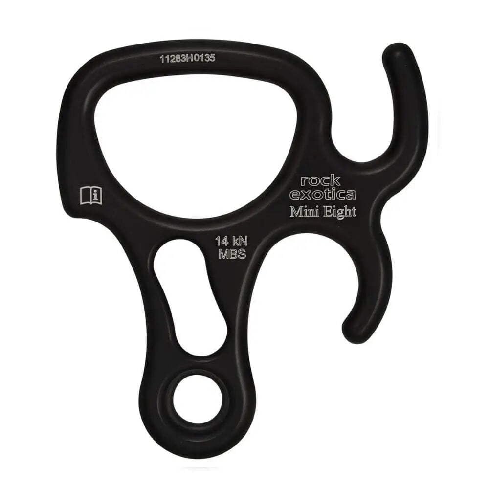 Rock Exotica MiniEight Descender - Lightweight Aluminum Figure 8 with Side Ears for Rappelling and Rope Control – Made in The USA