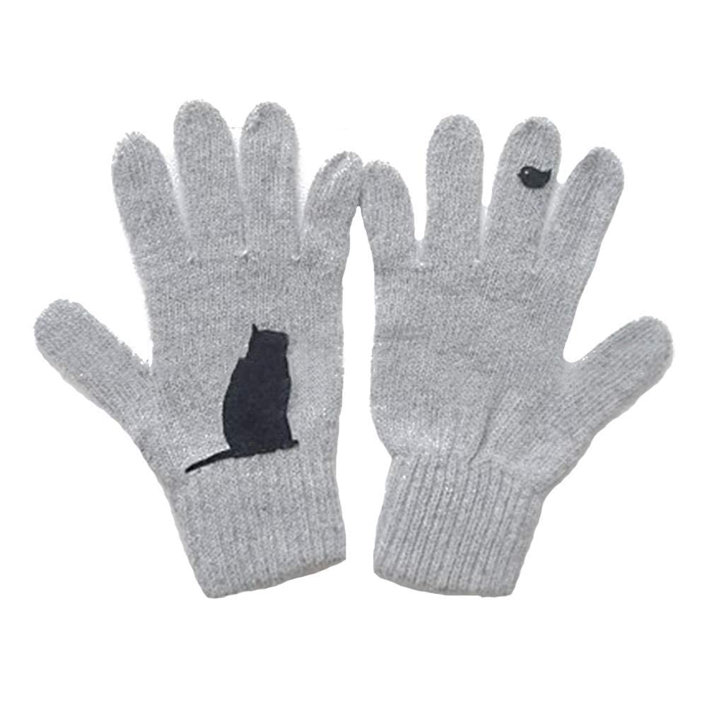 Gants tricotés tactiles femme pour l'hiver motif imprimé chic élégant