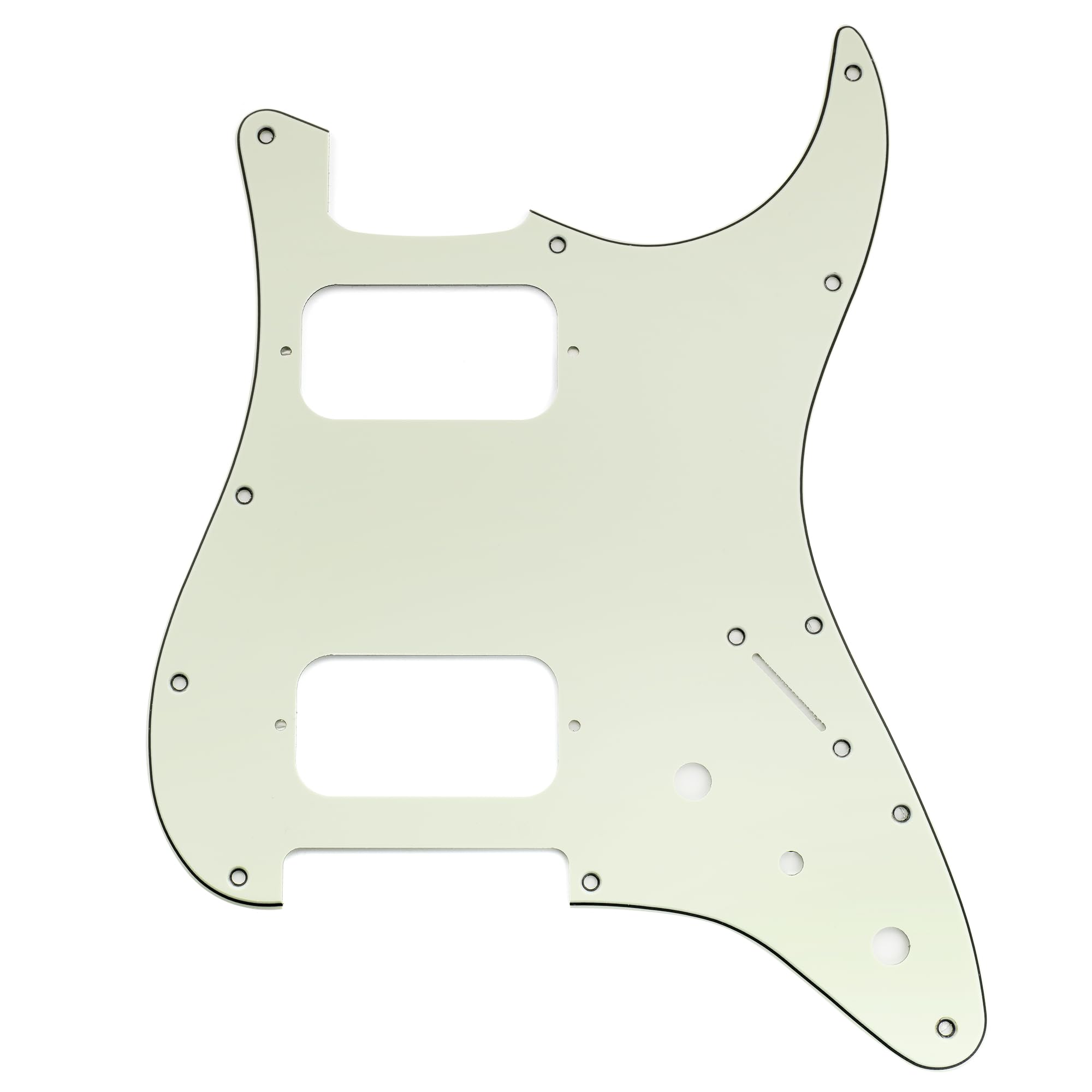 Musiclily Pro 11 Holes ST HH Guitar Pickguard with Round Corner Uncovered Humbucker 2-Pot Mini Switch Layout for Fender Squier Strat Style Electric Guitar