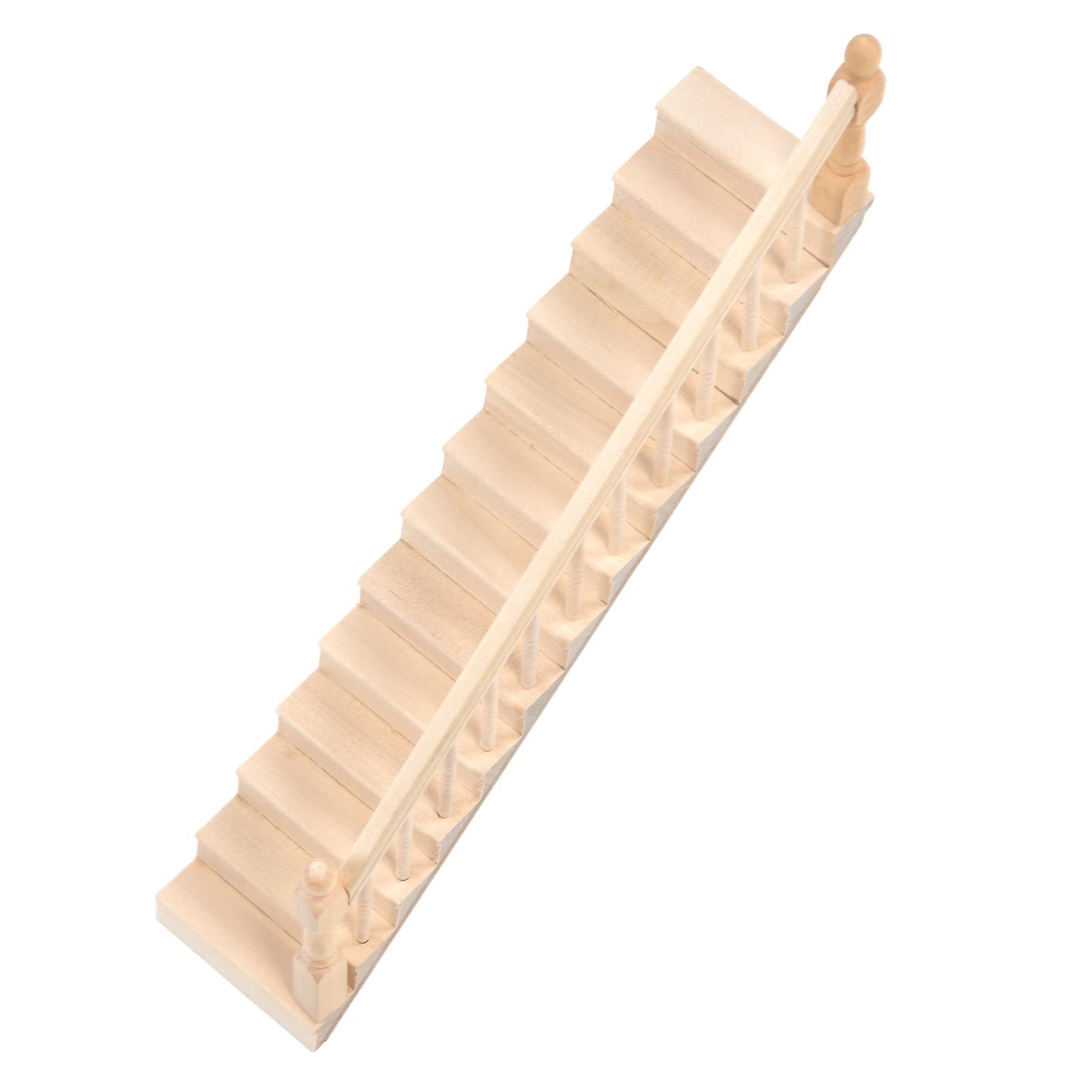 Cocoarm Scala in Miniatura per Casa delle Bambole in Betulla, Scala 1/12, 32,5 X 6,7 Cm, Angoli Arrotondati Lucidi, Design Non Verniciato, per Esposizione di Oggetti di Artigianato per Case delle