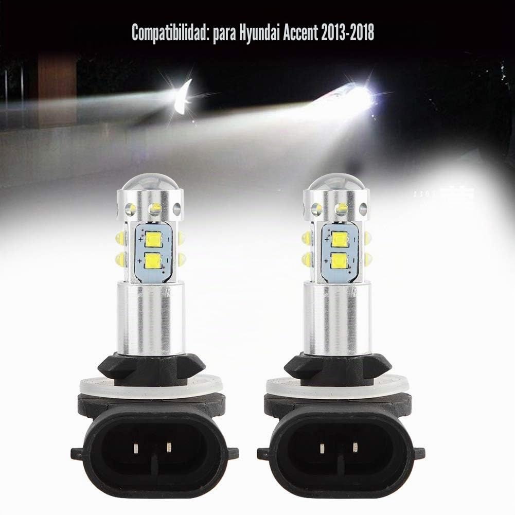 KIMISS Bombillas antiniebla para coche, 2 unidades, 12-24 V, 50 W, de alta potencia, superbrillantes, luz diurna, fuerte + ampolla LED 881