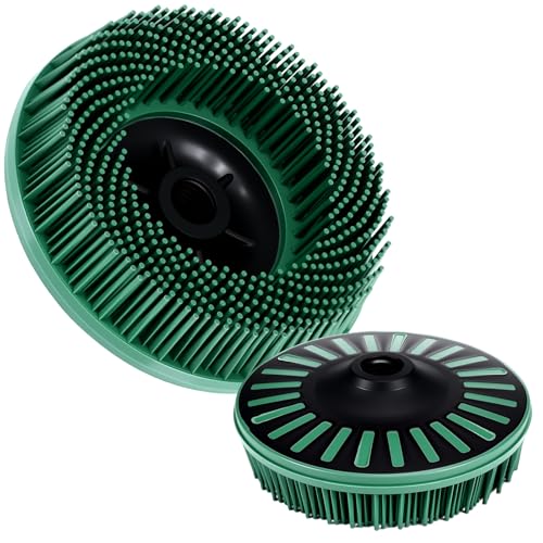 Image of Zhehao 4-1 /2 inch Green 50 Grit Bristle Disc with 5 /8 inch-11 Threaded Hub Ceramic-Aluminum Oxide Abrasive Brush for Angle Grinder Remove Paint, Rust, Coatings, Weld Slag, Contaminants Max 12000 RPM Speed
