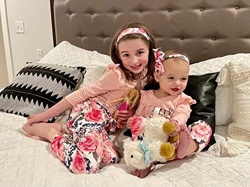 Newborn Baby Girl Clothes Big Sister Little Sister Matching Outfits Infant Romper Floral Pants Toddler Girls 3Pcs3