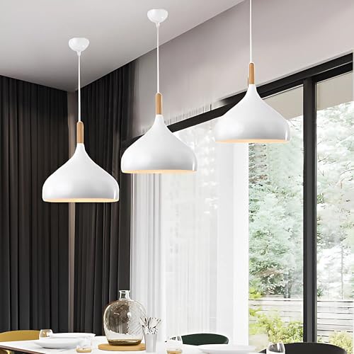 Image of twixle Aluminium Ceiling Light, Circular Shape Hanging Light for Dining Table, Living Room, Bedroom, Restaurant, Office, Cafe, White Pendant Lamp (White Pendant) (Pack of 1) (Without Bulb)