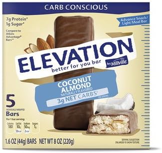 Elevation by Millville Coconut Almond Advance Bars 8oz(1.6oz x 5 bars) , pack of 1