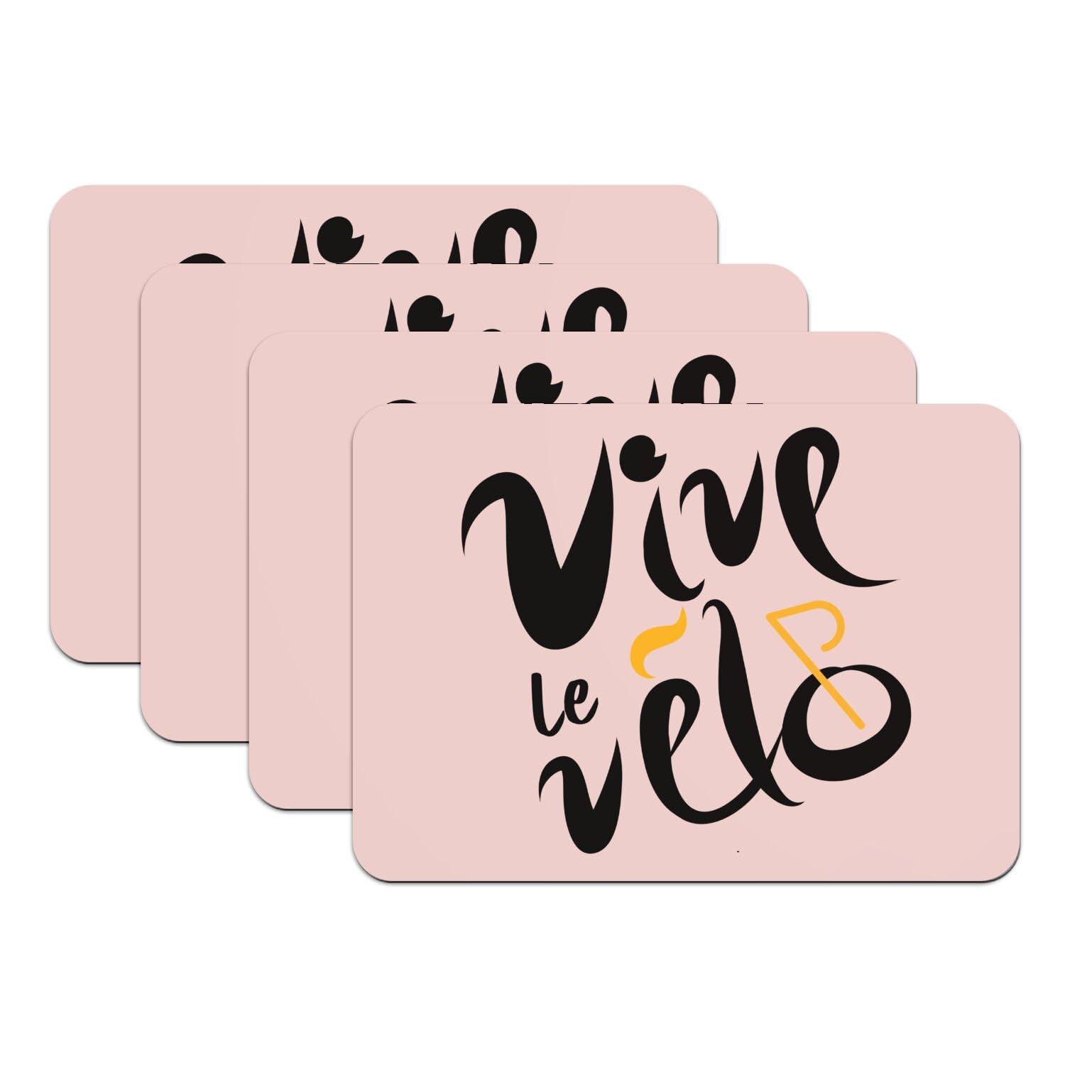 Sets de table grand format rose cyclisme lot de 4 dessous en caoutchouc résistant