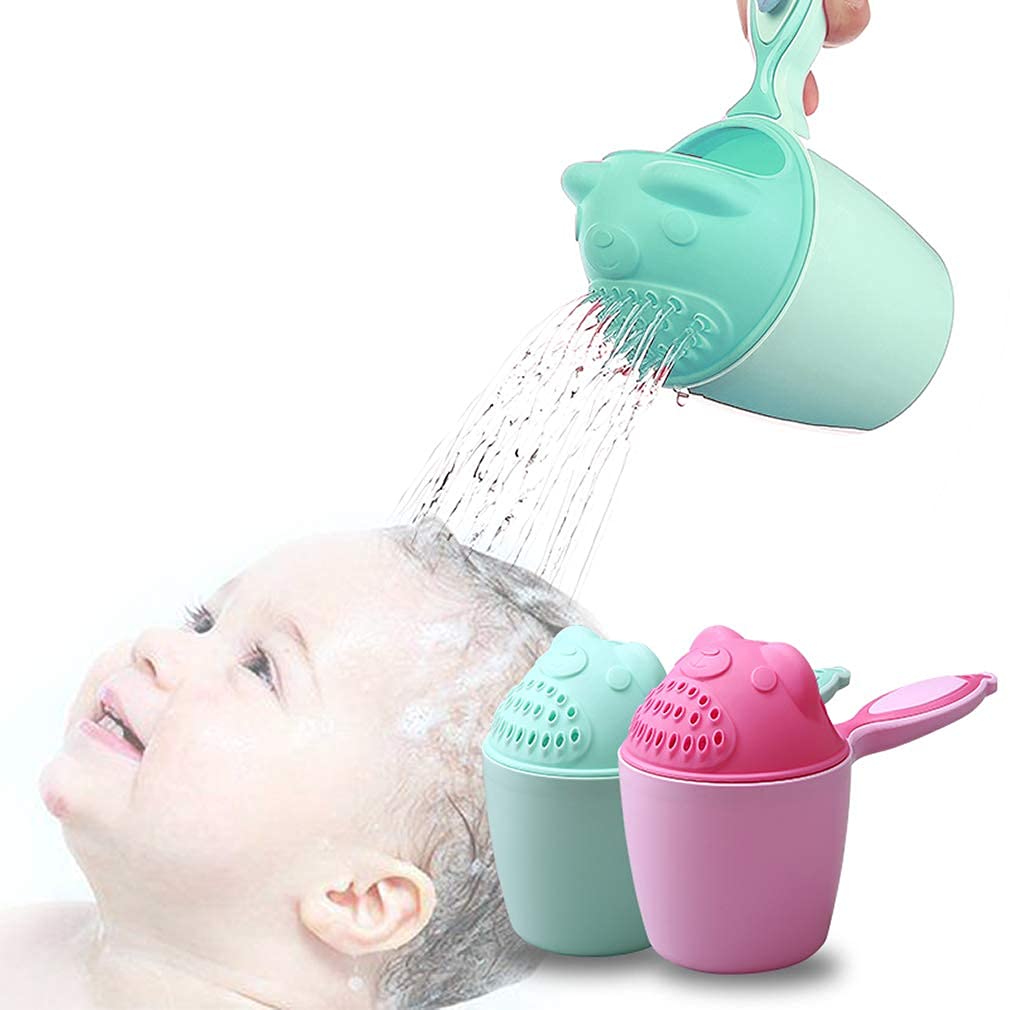 Ehoter Green Baby Shampoo Rinse Cup Cartoon Baby Bath Cups Waterfall Rinser Bath Cup Kid Wash Hair Bathing Flusher Protection Eye For Kids (Green)