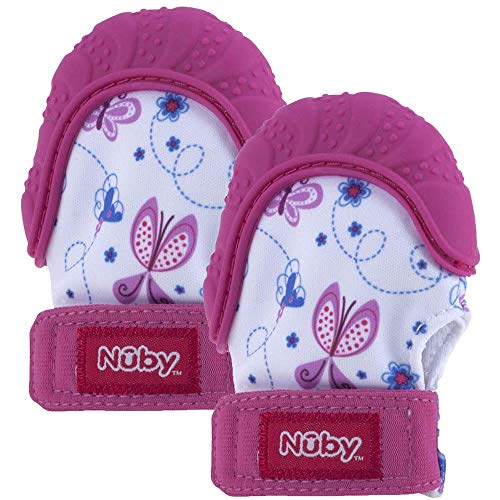 Image of Nuby Soothing Teething Mitten (2 Count, Pink)