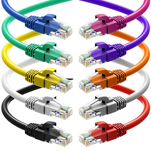Cat 6 Ethernet Cable- 10 Pack, 3 ft (0.9 Meters) Maximm Cat6 Cables Multi - Snagless Internet Cable Pure Copper Computer Network Patch Cord UL Listed, 24AWG - Includes Cable Ties.