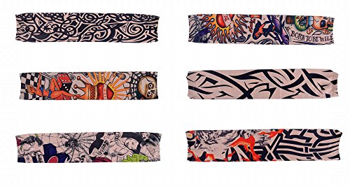 AshopZ 6 PCS Pack Fake Temporary Colorful Tattoo Sleeves Art Arm Stockings