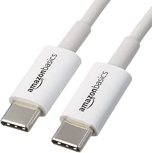 Amazon Basics USB-C to USB-C 2.0 Fast Charging Cable, 480Mbps Transfer Speed, 3 Foot, White