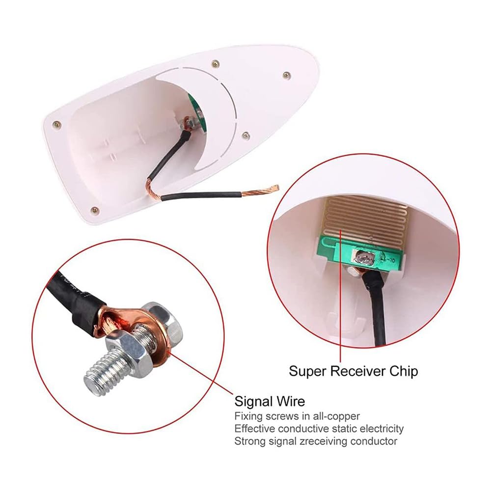 1 PZ ANTENNA Tetto Squalo Pinna Auto Bianca FM/AM Segnale Radio Aereo - Foto 11