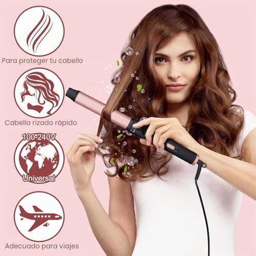Miniatura 6 de Rizador De Pelo 3 En 1 Tenacillas De Pelo Profesional Plancha Ondas Al Agua 180 -220 Temperatura Ajustable Ondulador De Pelo Para Rizos Grandes Y Pequeños Cerámica Plancha Rizadora De Pelo Con Guante