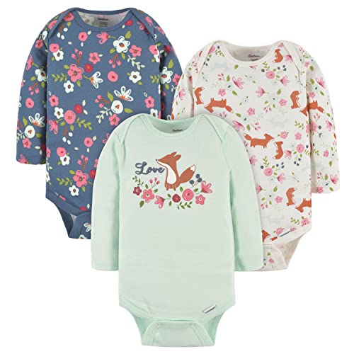 Image of Gerber Baby Girls 3-Pack Long Sleeve Onesies Bodysuit