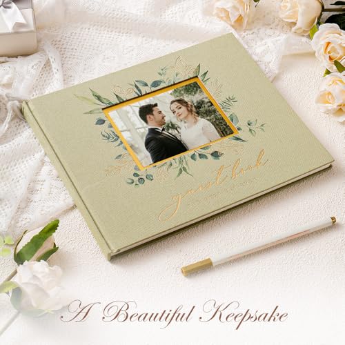 Image of molekaus Wedding Guest Book Hardcover 8 inch x 10 inch,100 Pages | Wedding Guest Book,Guest Book Weddings Reception,Polaroid Guest Book for Wedding with Pen, Photo Corner