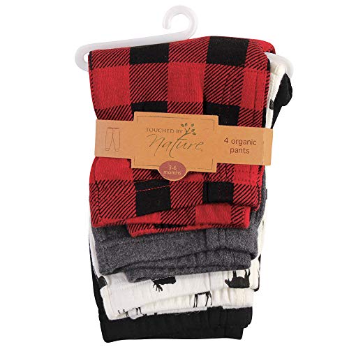 Touched By Nature Unisex Baby Organic Cotton Pants, Buffalo Plaid Moose, 5 Toddler #TOP1