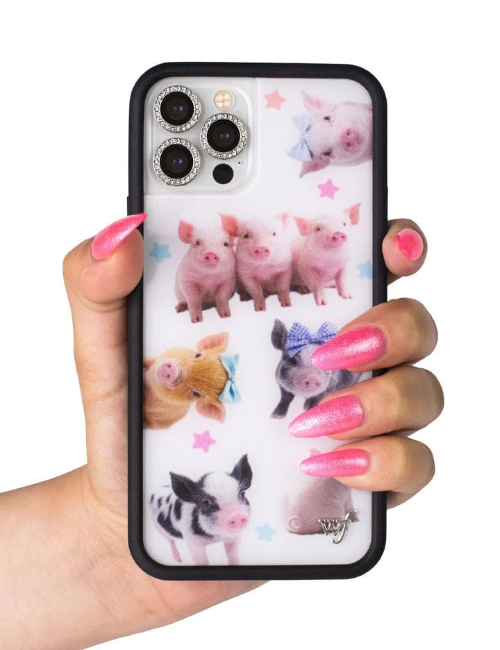 Image of Wildflower Cases - Compatible with iPhone 16 | Protective Black Bumper, 6.5ft Drop Test Certified, Women Owned Small Business | Pigs Pink Blue Stars Aesthetic Trendy Cute | Little Piggies
