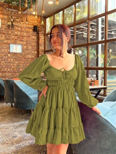 Image of Leriya Fashion Mini Dress for Women | One Piece Dresses for Womens | Stylish Dress for Woman |Mini Dresses Rayon for Women Stylish |Summer Casual Outfit Wear Events, Date & Evening Look