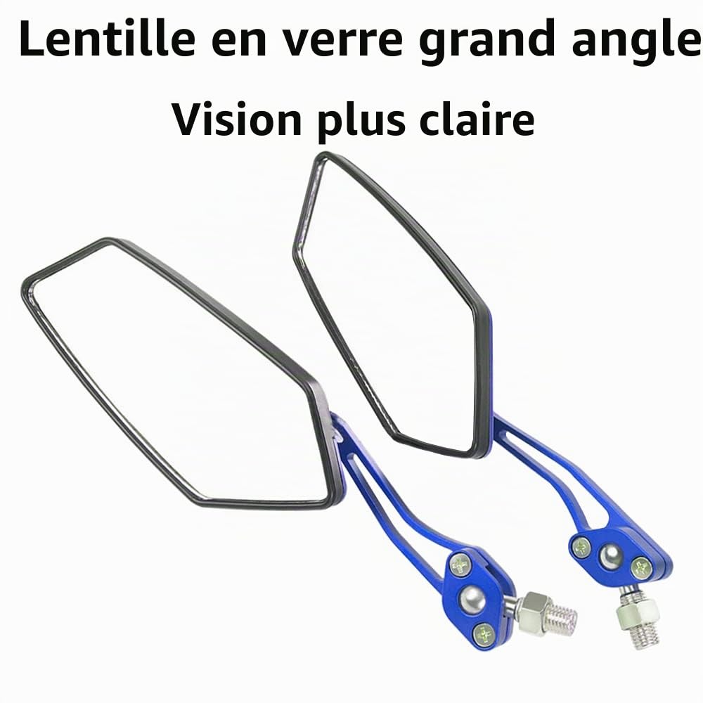 ETOPARS 1 Paire 10mm 8mm Rétroviseurs de Moto Universels Bleu Rétroviseur de Guidon d'extrémité Moto Rétroviseurs Latéraux Rotation Réglable Scooter avec 7/8" Montage