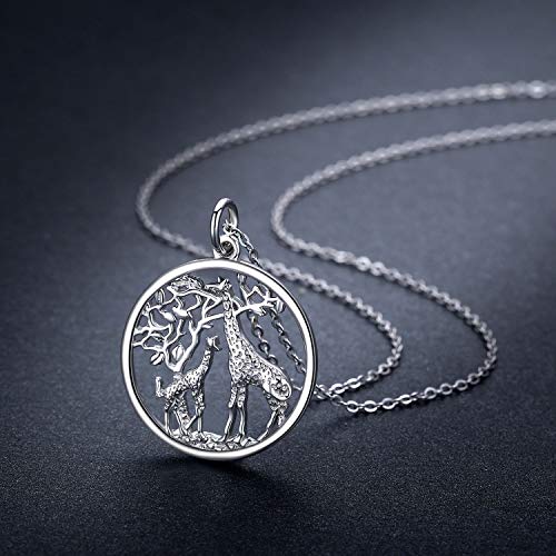 Giraffe Necklace 925 Sterling Silver Tree of Life Family Love Pendant Necklace Jewelry Birthday Gifts for Women Mother4