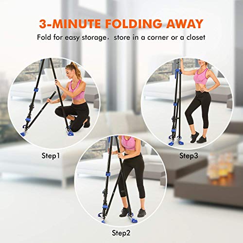 Hurbo Vertical Climber Home Gym Exercise Folding Climbing Machine Exercise Bike for Home Body Trainer Stepper Cardio Workout Training Non-Stick Grips Legs Arms Abs Calf(Black Blue)