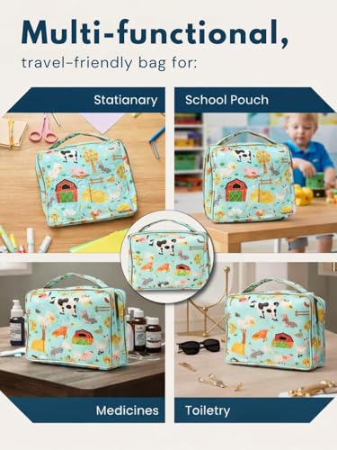 Image of Travel Organizer | Multipurpose All-in-One Compact, Foldable, Durable, Lightweight, Waterproof, Bag | Travel Friendly Pouch Ideal for Stationary, Diaper, Medicines (Farm Animal Print)