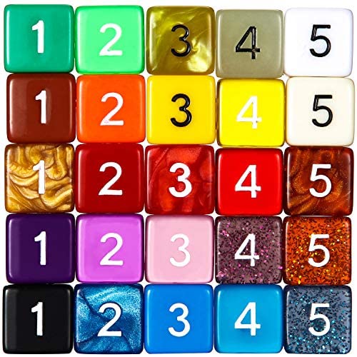 Tecunite 25 Pieces Polyhedral Dice Set 6 Sided Game Dice Set With Black Pouch For Table Games (Colorful) #TOP1
