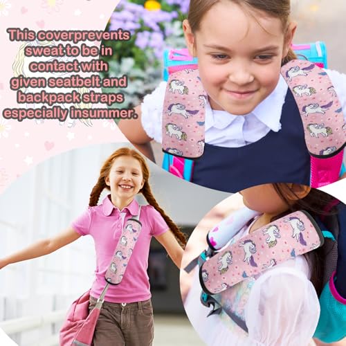 Image of Seat Belt Cover for Kids, Seat Belt Pad for Boys Girls, Car Seat Straps Shoulder Pads for Kids, Kid's Seat Belt Cushion, Shoulder Strap Pad, 1 Piece (Pink Unicorn)