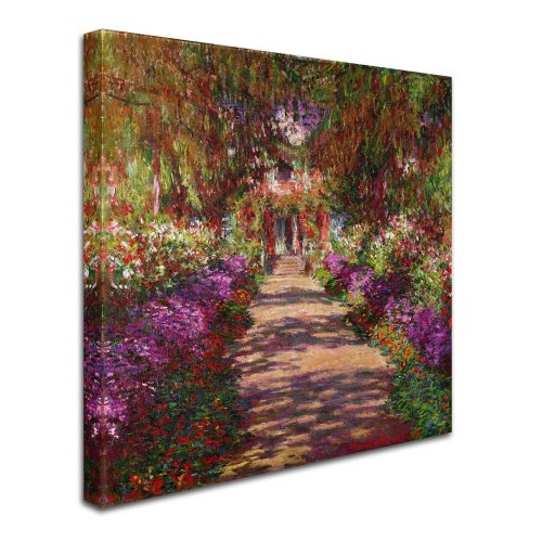 A Pathway In Monet's Garden By Claude Monet Work, 35 By 35-Inch Canvas Wall Art #TOP1