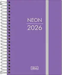 Tilibra - Agenda Espiral Diária 11,7x 16,4 cm Neon 2026 - Roxa