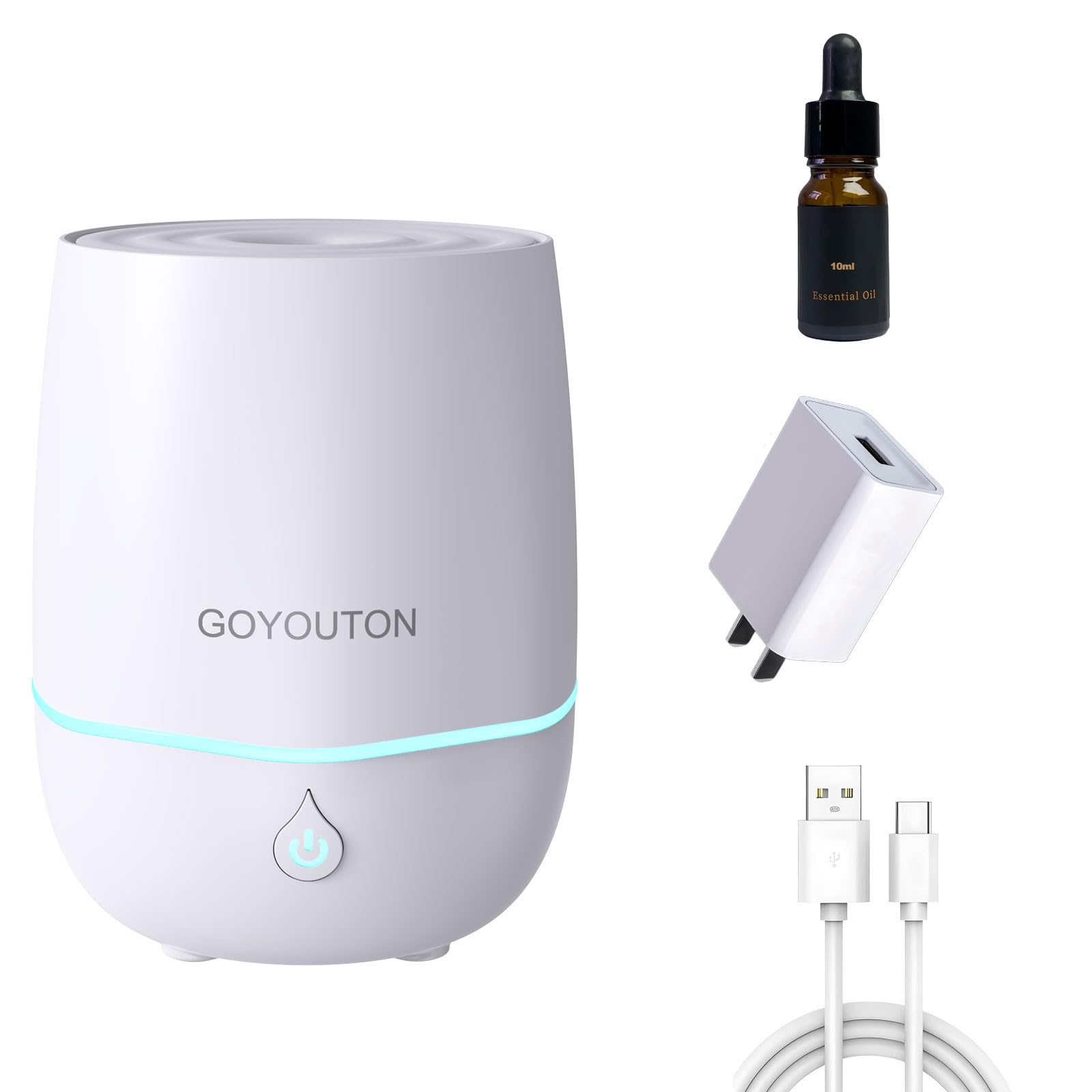 Difusor de aceite esencial, 200 ml, difusor de aromaterapia para el hogar, humidificador de escritorio, difusor de aceite para dormitorio, habitación, oficina, con 7 luces LED de color, silencioso,