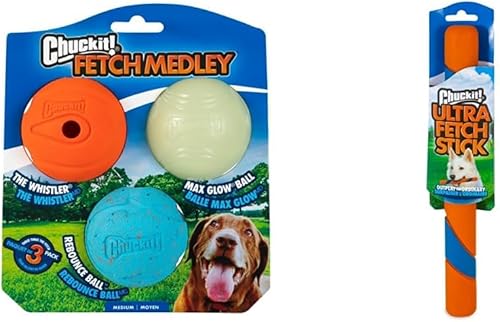 Miniatura 7 de Chuckit! Fetch Ball Medley, mediano, bola para perro, paquete de 3, bolas ultra, búsqueda y resistentes incluidas