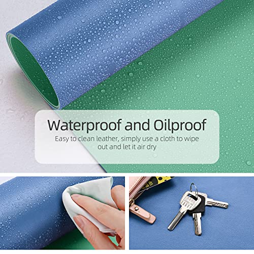 Image of YSAGi Office Desk Pad, 23.6 inch x 13.7 inch Ultra Thin Waterproof PU Leather Mat, Laptop Protector for Keyboard and Mouse, Writing Pad for Office and Home (Azure Blue+Green)