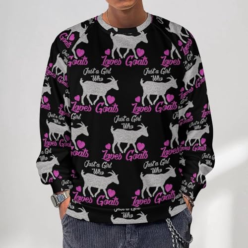 Just A Girl Who Loves Goats Men's Crewneck Sweatshirt Pullover Long Sleeve Casual Tops2