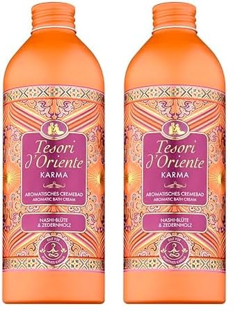 Tesori d'Oriente Baño de crema 'Karma', 500 ml, baño aromático con flor nashi y cedro, experiencia de spa en casa, rituales de bienestar para cuerpo y sentidos (Paquete de 2)