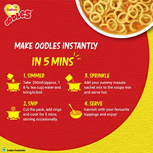 Image of Saffola Oodles,Instant Noodles,Ring Shape,Yummy Masala Flavour,No Maida,Whole Grain Oats,46 grams Pouch