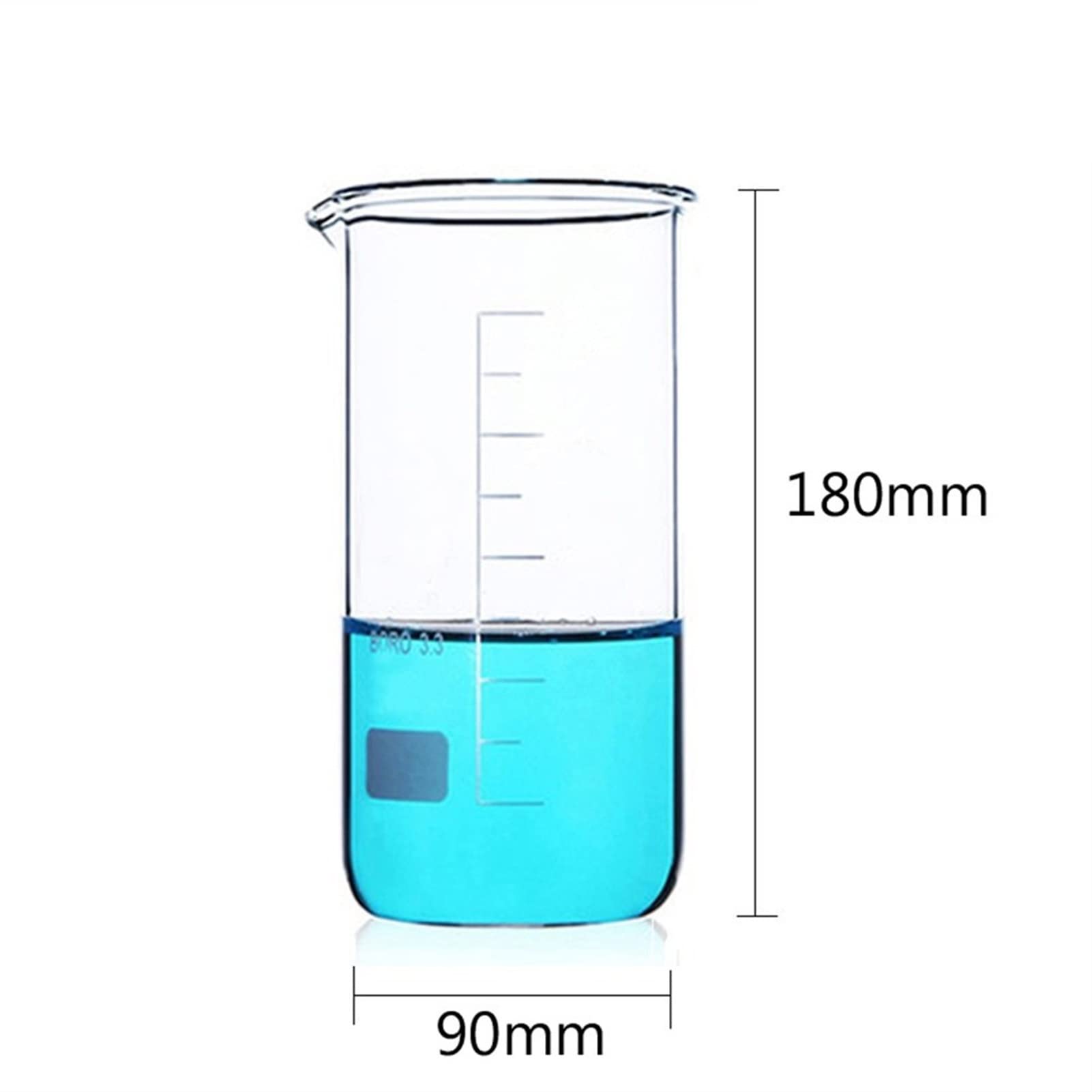 Becher di vetro da 800 ml con graduazione in vetro borosilicato di forma alta, resistente alle alte temperature, misurino, confezione da 3 (capacità: 800 ml) (trasparente 800 ml)