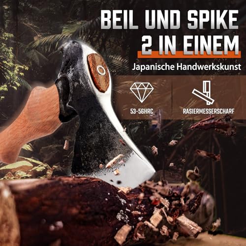 Japaknives Beil Wikinger Handgeschmiedete Spaltaxt Für Holz Handbeil 38cm Ergonomische Holz Spalten Outdoor Für Camping Trekking Idee als Geschenk – Bild 3