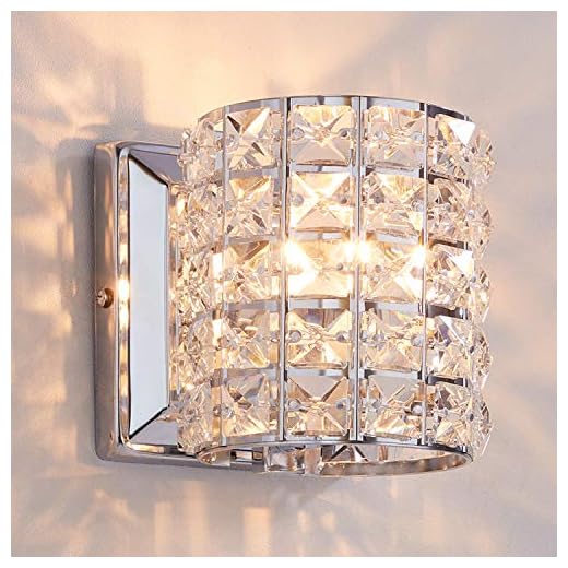 LOCLGPM Modern Sparkling Chrome Crystal Wall Sconce, Elegant Vanity Wall Light Fixtures with Crystal Finish for Living Room Bedroom Powder Room Bathro