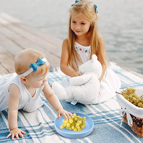 3-Pack Baby Round Silicone Plates And Bowl Set, Unbreakable Dinner Plates And Bowls, Baby Feeding Set Silicone Plates, Microwave & Dishwasher Safe #TOP5